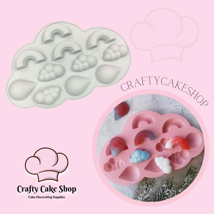 Raindrops Rainbow Clouds Silicone Mold