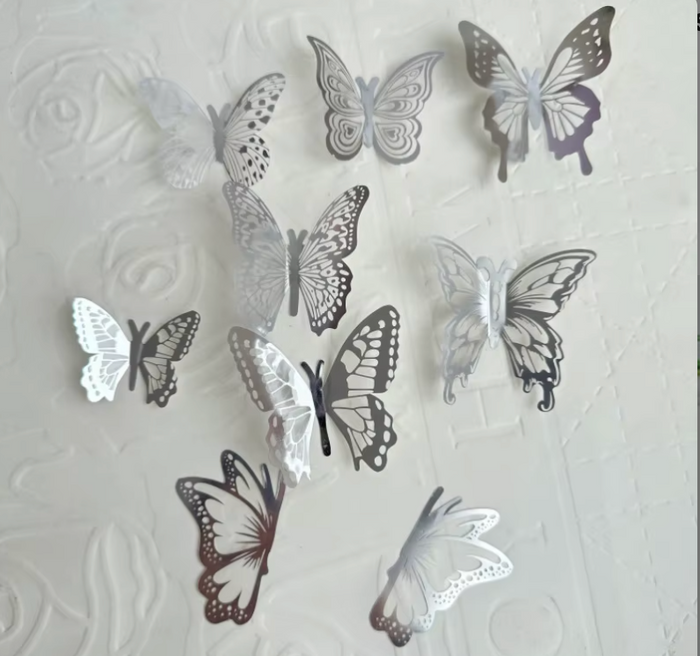 8pc Silver Butterflies