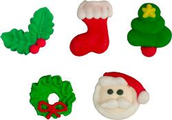 5 Assorted Christmas Royal Icing Decor