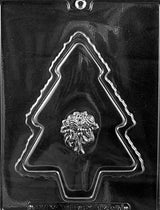 2 piece Xmas tree with wreath pour box chocolate mold
