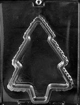 2 piece Xmas tree with wreath pour box chocolate mold