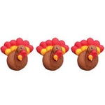 4 royal icing Turkeys 3/4"