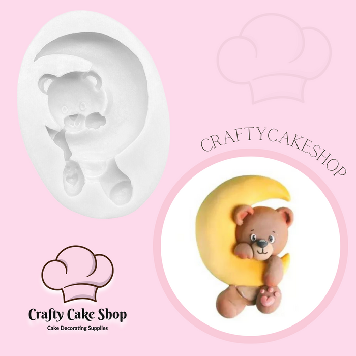 Teddy Bear on the moon mold, silicone mold 3” – Crafty Cake Shop