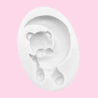 Teddy Bear on the moon mold, silicone mold 3”