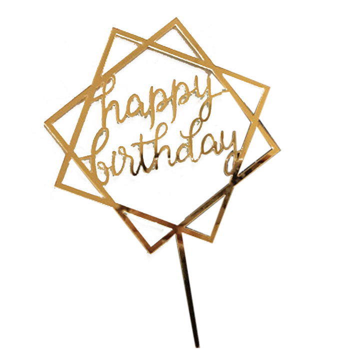 Gold Square Happy Birthday Topper