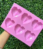 6 Diamond Heart Silicone Mold