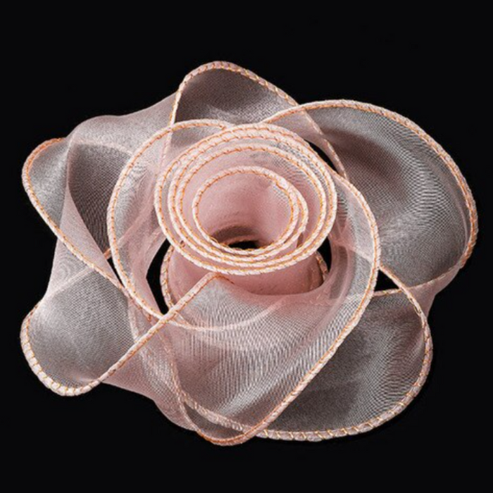 Flower fishtail ribbon with gold trim