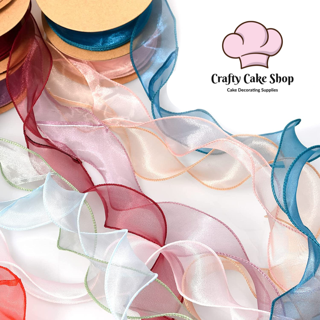 Flower fishtail ribbon sage – Crafty Cake Shop