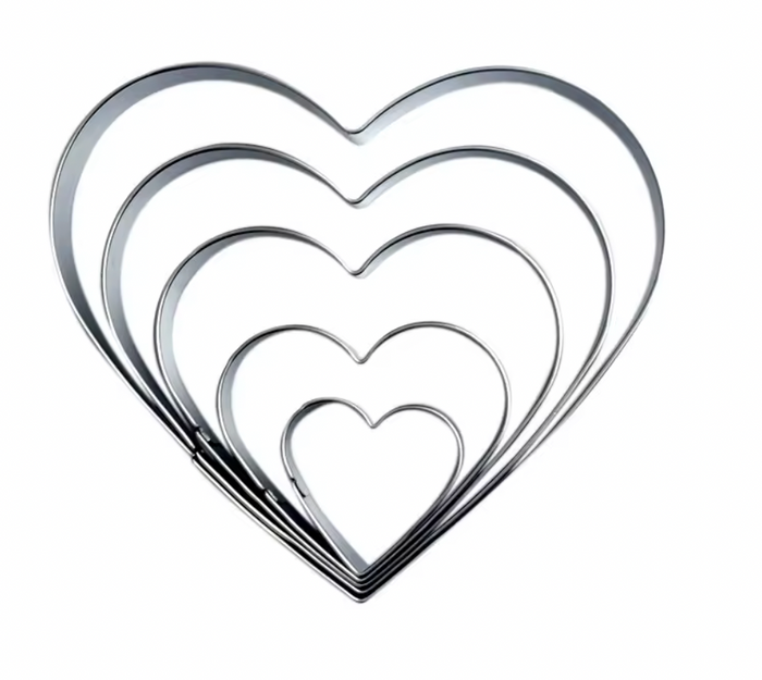 5 Straight Heart Cookie Cutters