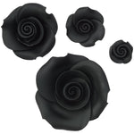 24ct Black Fondant Flowers Assorted Sizes