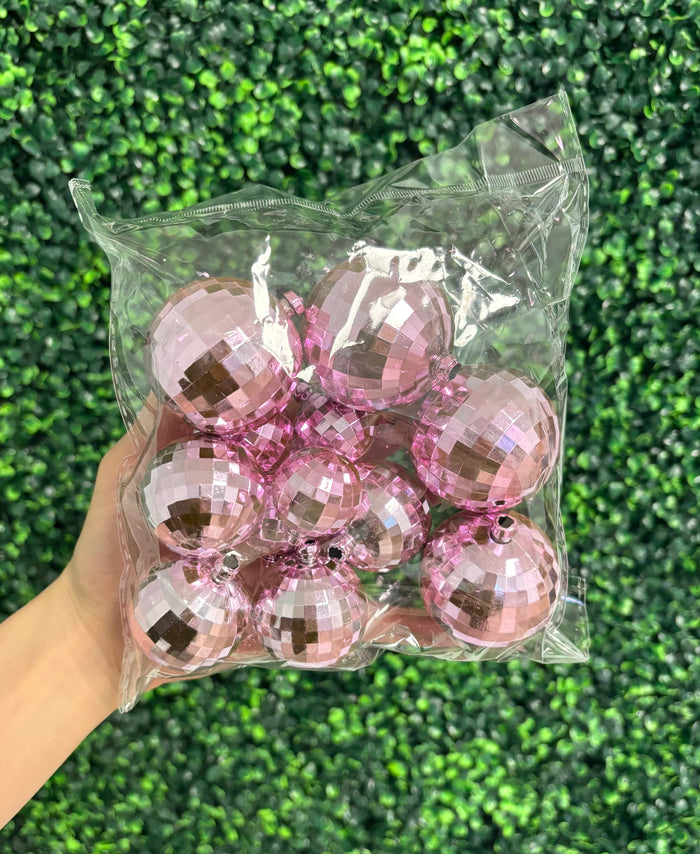 Pink Disco Balls - 12ct