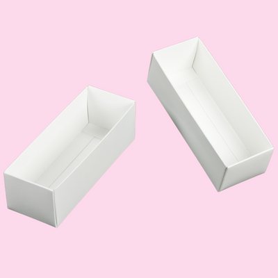 Small White Macaron Box w/ Lid 6x2.25x2
