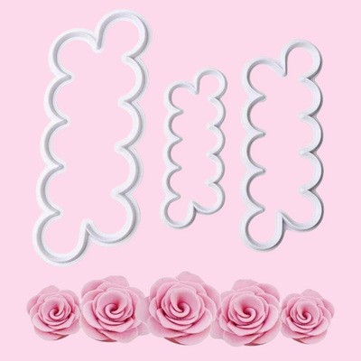 Simple Rose fondant cutter 3 piece set