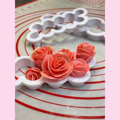 Simple Rose fondant cutter 3 piece set