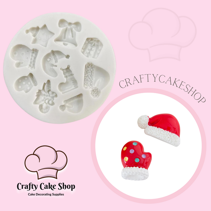 Christmas Mittens, Star, Moon and Santa Hat silicone mold – Crafty Cake Shop