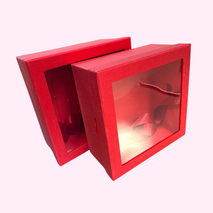 Red Squared Flower box 2pc