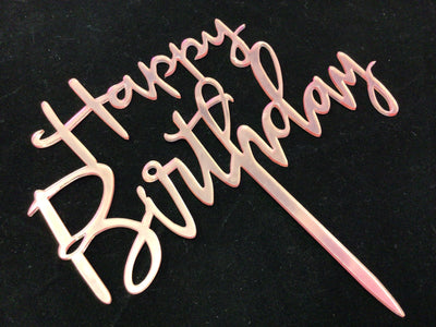 Cursive Happy Birthday Cake Toppers