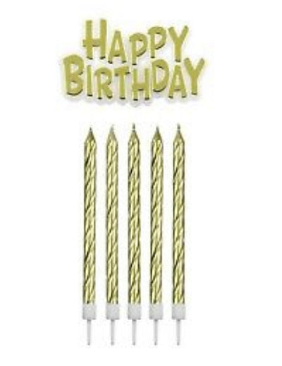 Gold Happy Birthday candle set PME
