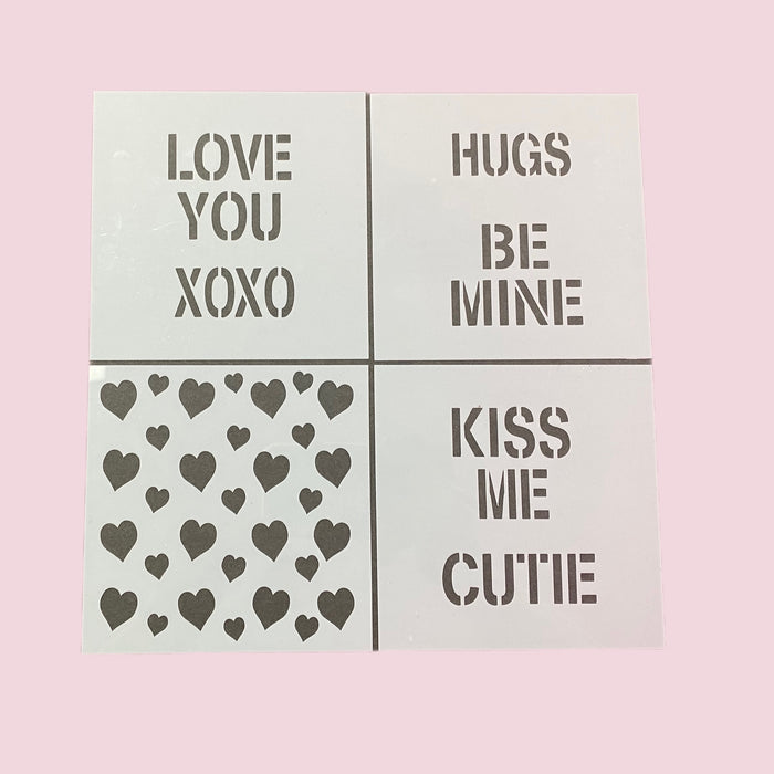 Conversation heart Stencil - 4pc