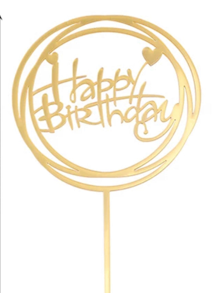 Gold Heart Round Happy Birthday Topper – Crafty Cake Shop