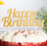 Gold Glitter "Happy Birthday" Cake Topper