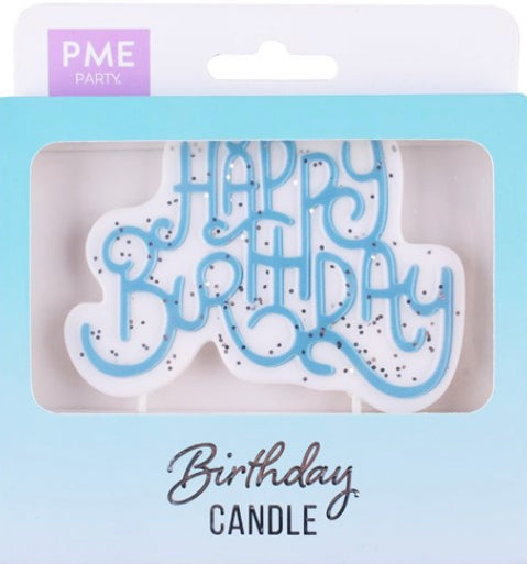 PME blue happy birthday candle