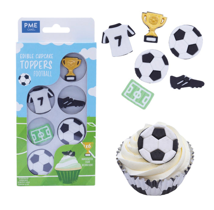 PME football edible cupcake topper set