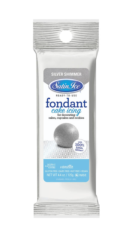 Satin ice 4.4oz Silver shimmer fondant