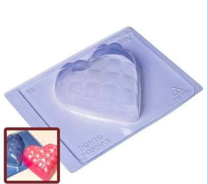 Large Heart Pillow Chocolate 3 part Mold (500g Shell)