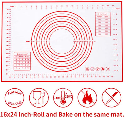 Silicone baking mat with measurements