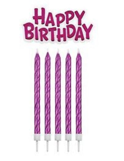 Pink Happy Birthday candle set PME