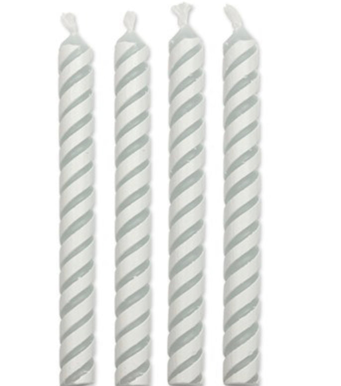 24 white medium striped candles PME