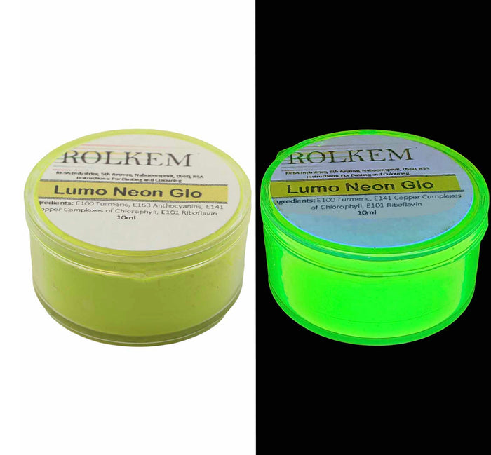 Rolkem Lumo UV-Fluorescent Powder Food Color, 10-Milliliter-Volume Neon Glo