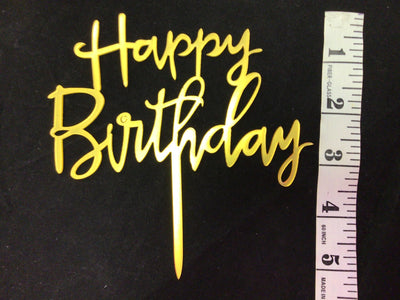 Cursive Happy Birthday Cake Toppers