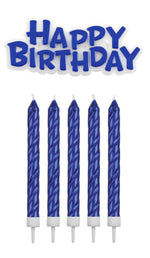 Blue Happy Birthday candle set PME