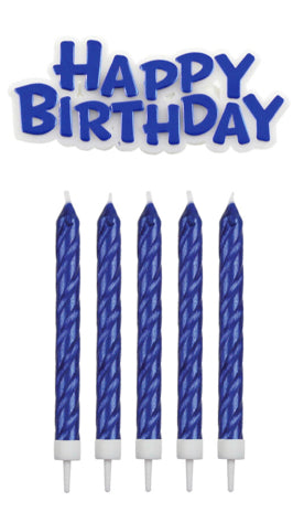 Blue Happy Birthday candle set PME