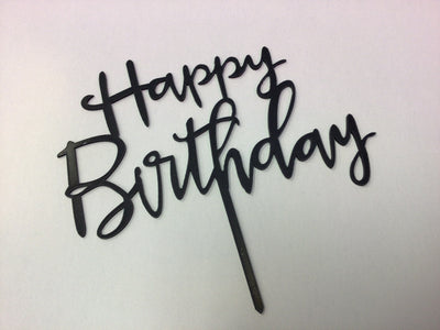 Cursive Happy Birthday Cake Toppers
