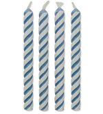 24 blue medium striped candles PME