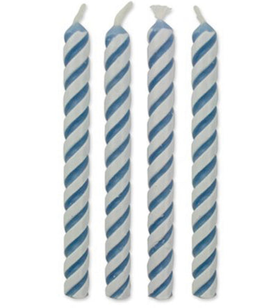 24 blue medium striped candles PME