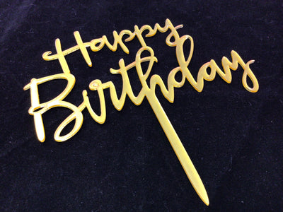 Cursive Happy Birthday Cake Toppers