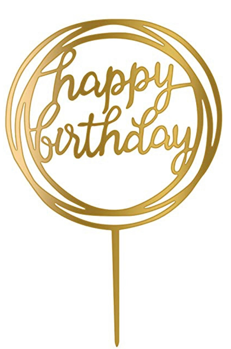 Gold Round Happy Birthday Topper – Crafty Cake Shop