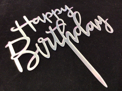 Cursive Happy Birthday Cake Toppers