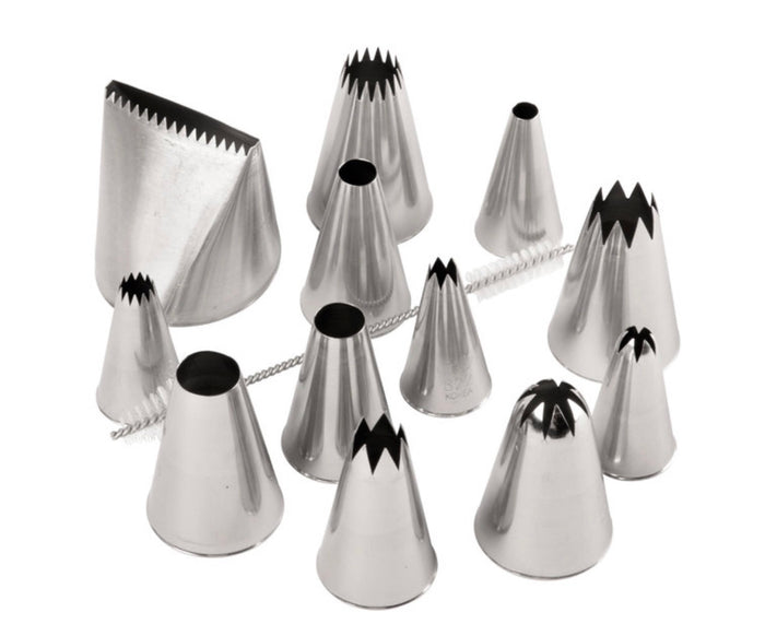 12-Piece Stainless Steel Large Piping Tip Decorating Set